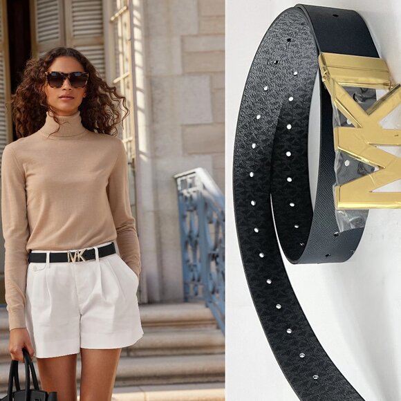 NEW Michael Kors Reversible Monogram Belt  with Logo Buckle- Unisex - Picture 1 of 15